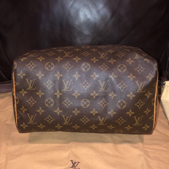 LOUIS VUITTON Speedy 30 LV Monogram Boston Duffle Travel Day Bag LV30 Dust Bag - Picture 6 of 17